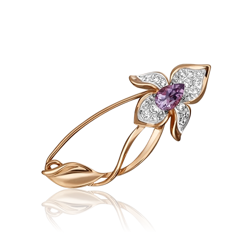 

Брошь из золота PLATINA jewelry 04-0243-00-225-1110-57, топаз\аметист, 04-0243-00-225-1110-57