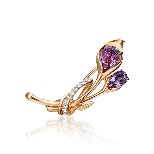 

Брошь из золота PLATINA jewelry 04-0239-00-225-1110-57, топаз\аметист, 04-0239-00-225-1110-57