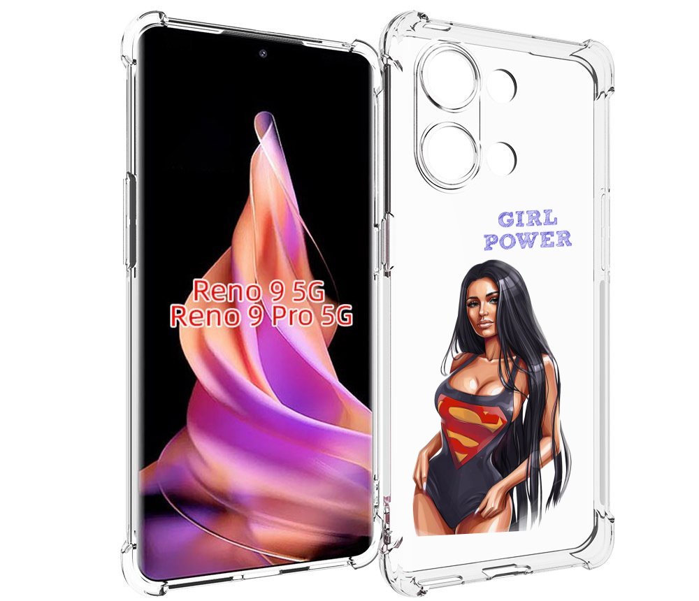 

Чехол MyPads Девушка-супермен женский для Oppo Reno 9/Reno 9 Pro, Прозрачный, Tocco