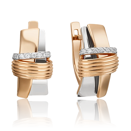 

Серьги из комбинированного золота с фианитом PLATINA jewelry 02-4595-00-401-1111-23, 02-4595-00-401-1111-23