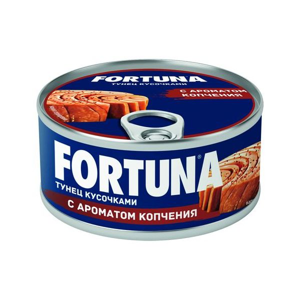 Тунец Fortuna кусочки с ароматом копчения в масле 185 г