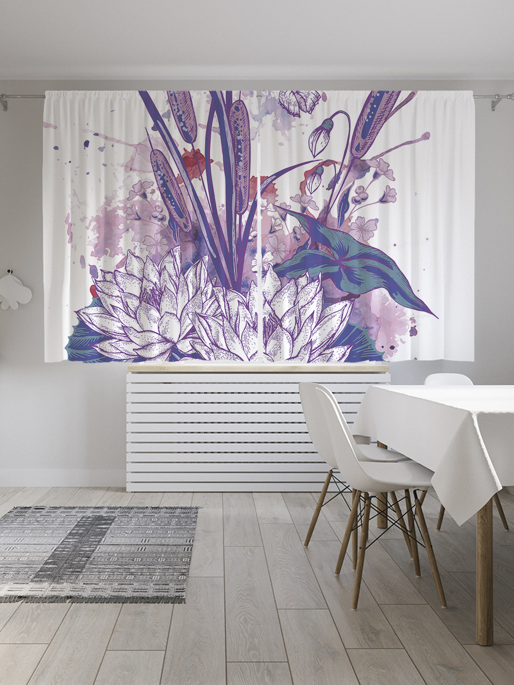 

Шторы с фотопечатью JoyArty "Болотный букет" из сатена, 290х180 см