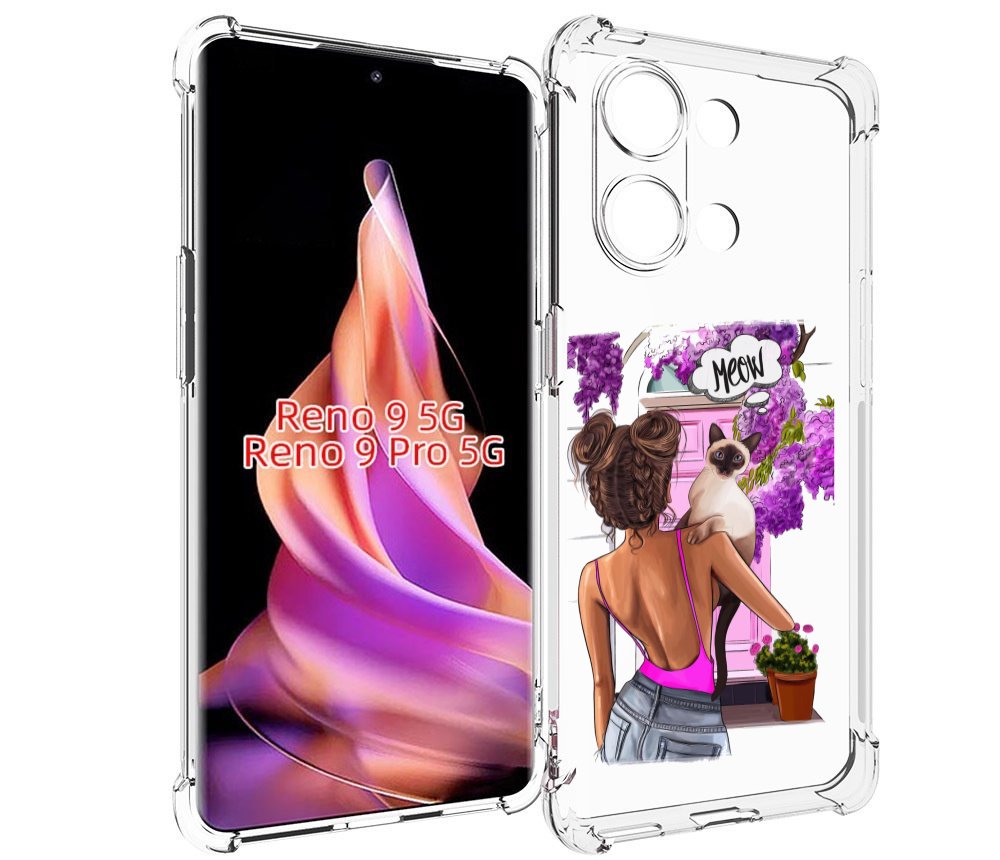 

Чехол MyPads Девушка-с-котиком женский для Oppo Reno 9/Reno 9 Pro, Прозрачный, Tocco