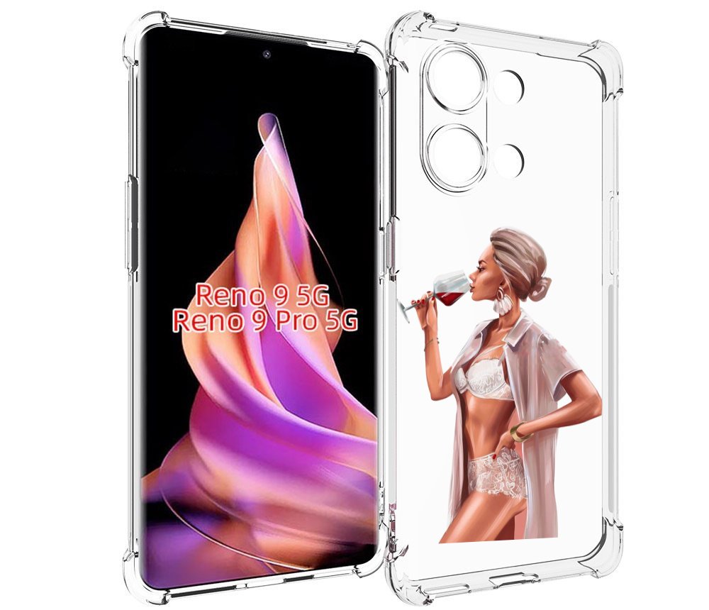 

Чехол MyPads Девушка-с-вином женский для Oppo Reno 9/Reno 9 Pro, Прозрачный, Tocco