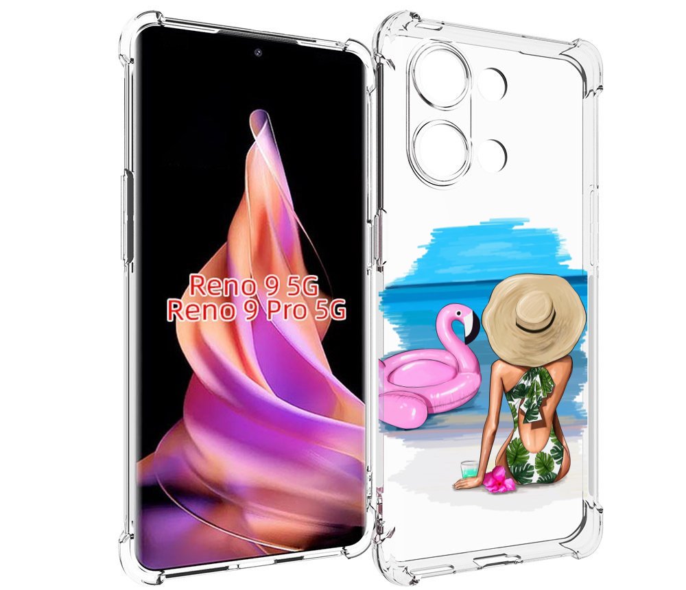 

Чехол MyPads Девушка-и-фламинго женский для Oppo Reno 9/Reno 9 Pro, Прозрачный, Tocco