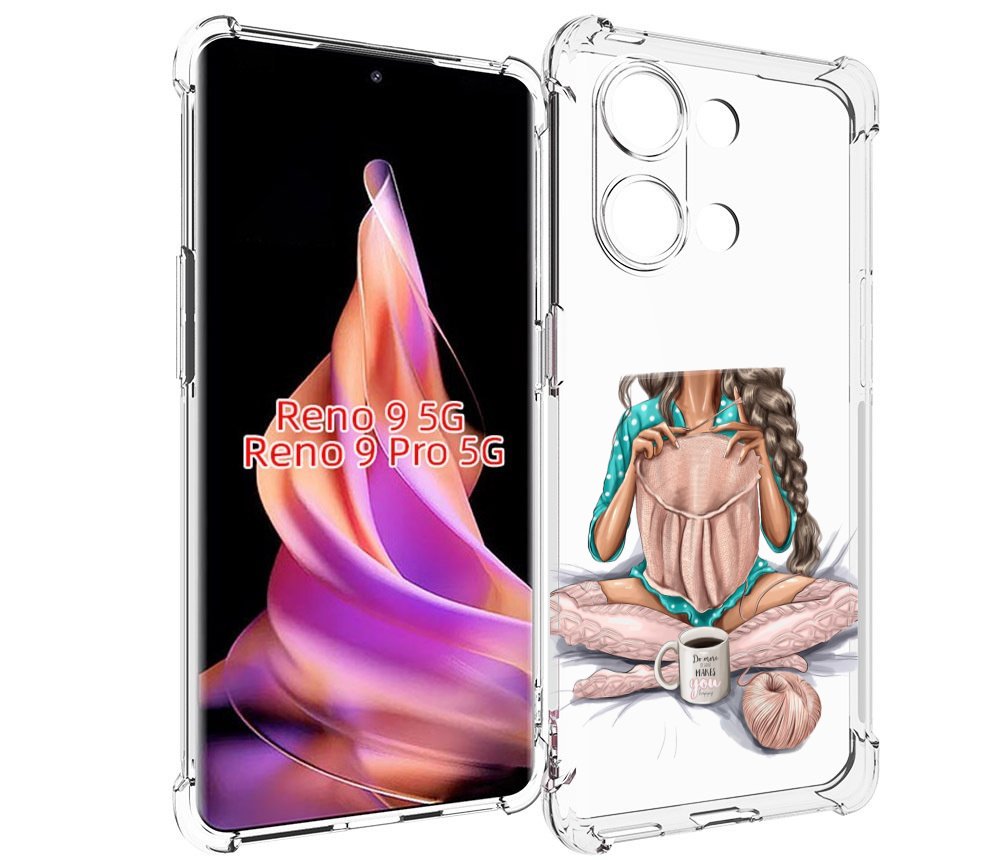 

Чехол MyPads Девушка-вяжет женский для Oppo Reno 9/Reno 9 Pro, Прозрачный, Tocco