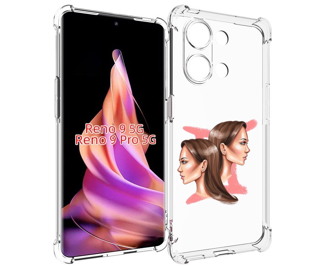 

Чехол MyPads Девушка-Близнецы женский для Oppo Reno 9/Reno 9 Pro, Прозрачный, Tocco
