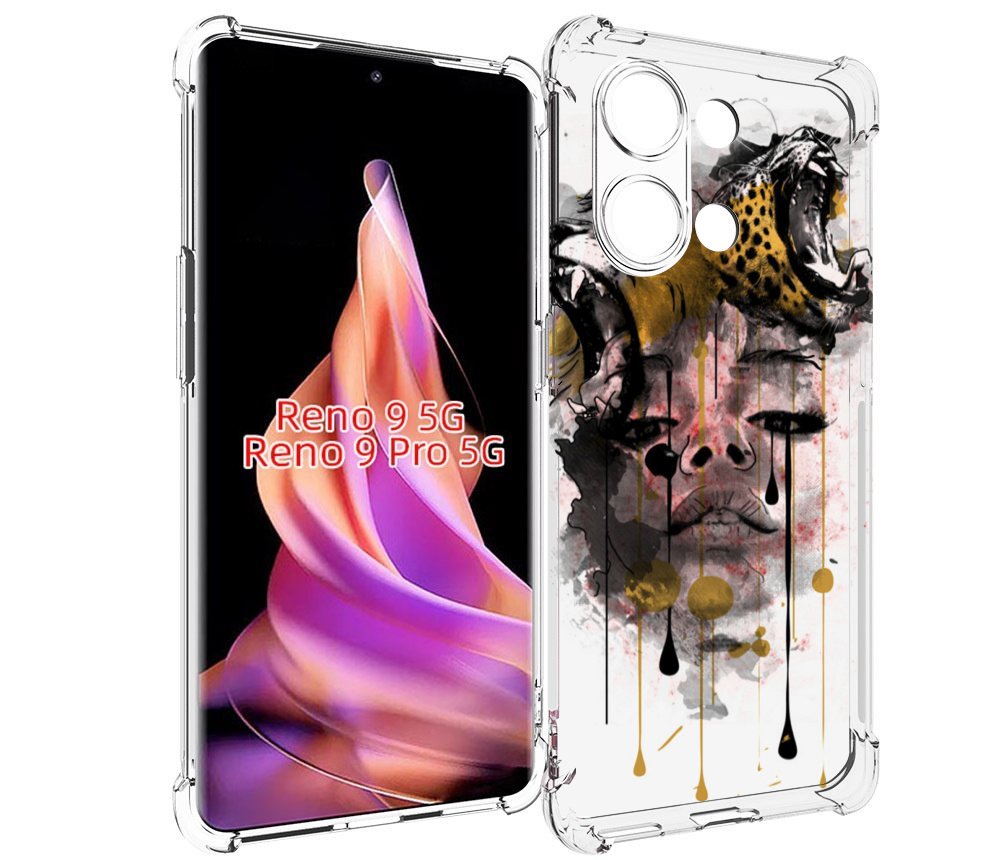 

Чехол MyPads Девушка гепард женский для Oppo Reno 9/Reno 9 Pro, Прозрачный, Tocco