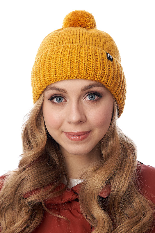 

Шапка бини женская Marhatter RWH11047 желтая, р.58, Желтый, RWH11047