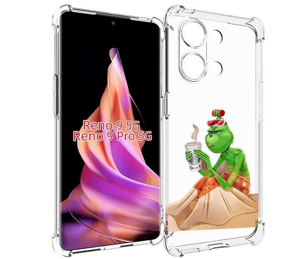 

Чехол MyPads Гринч-в-платье для Oppo Reno 9/Reno 9 Pro, Прозрачный, Tocco