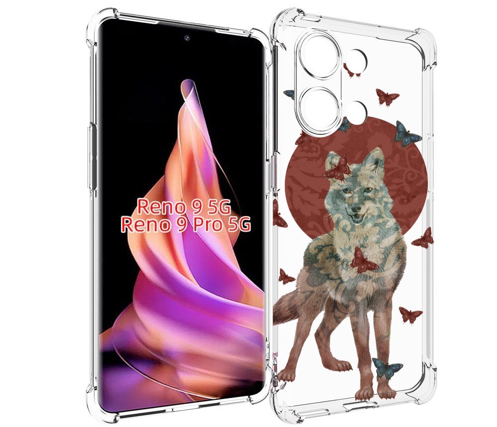 

Чехол MyPads Волчица с бабочками для Oppo Reno 9/Reno 9 Pro, Прозрачный, Tocco