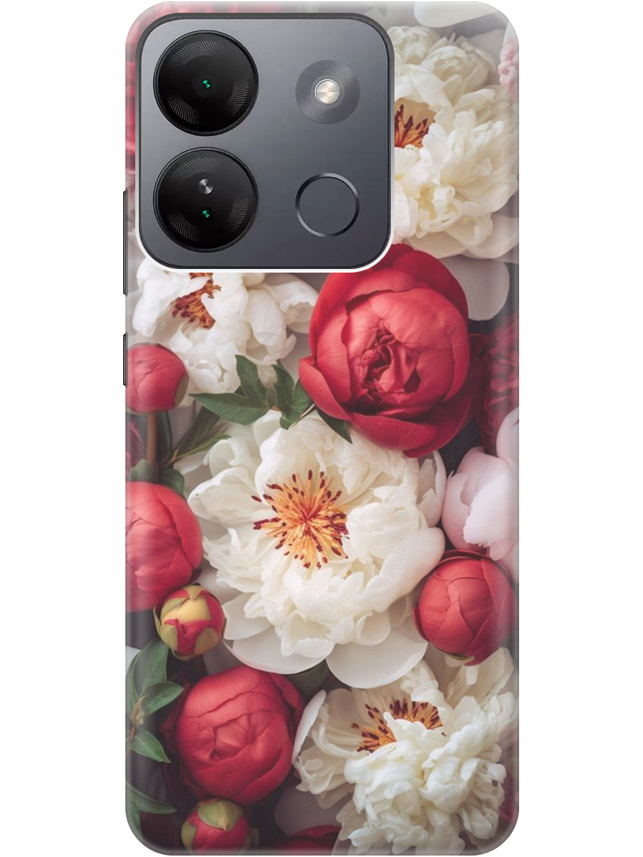 

Силиконовый чехол на Infinix Smart 7 HD с рисунком "Красно-белые пионы", Белый;красный, 20000208