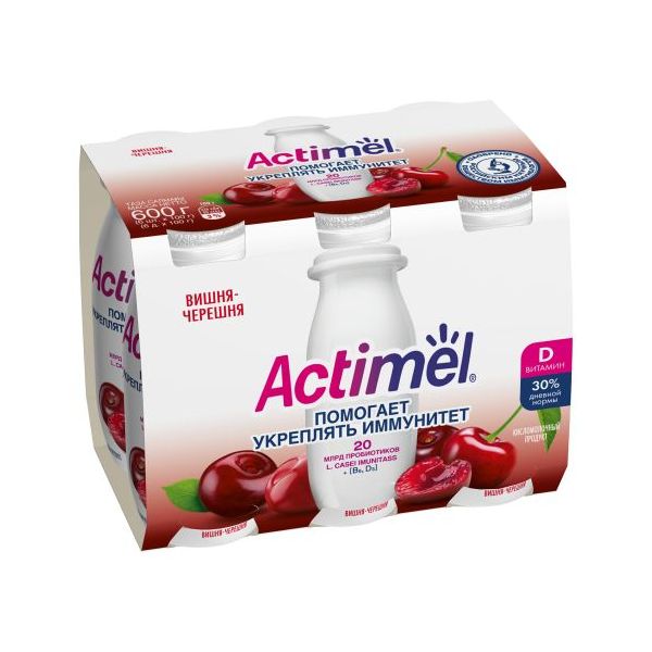 

Кисломолочный напиток Actimel вишня-черешня 2,5% 100 мл
