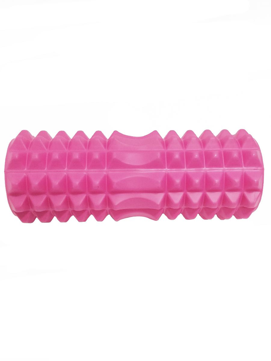 Ролик URM с шипами для фитнеса, МФР и проработки мышц, 33x14 см, розовый