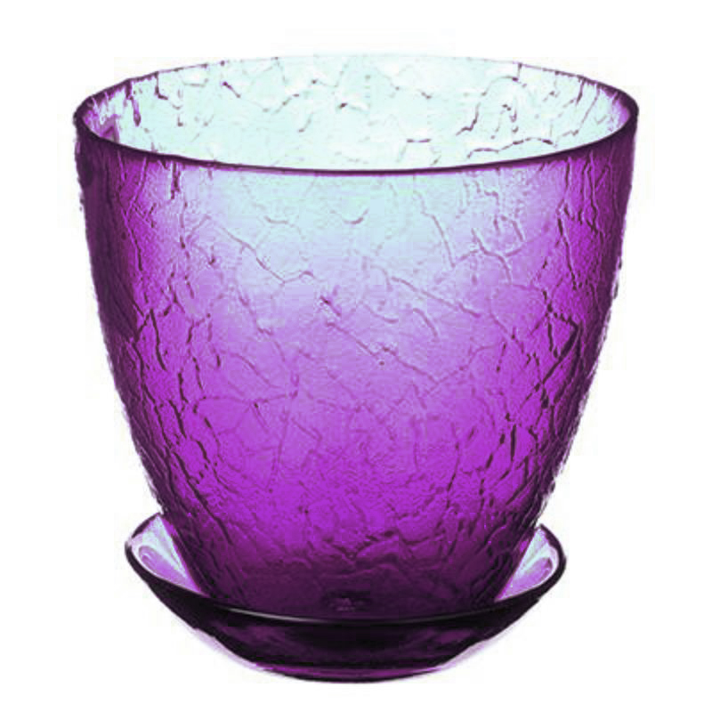 

Цветочный горшок NiNaGlass Змейка 4840156869_ сиреневый, Фиолетовый, №2 с поддоном змейка