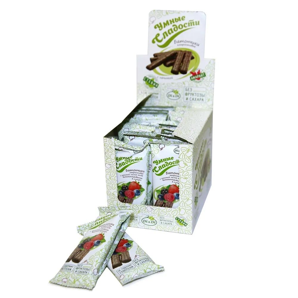 

Батончики амарантовые Умные Сладости со сливочной начинкой в глазури (шоубокс 20шт * 20г)