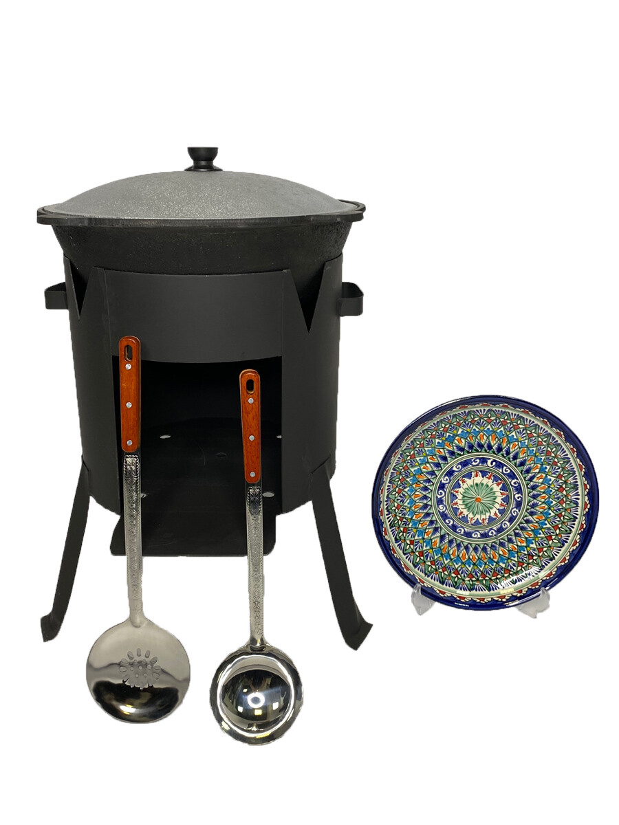 фото Набор для пикника: печь grand fire (gf-10) 2мм, казан узбекский 10 литров
