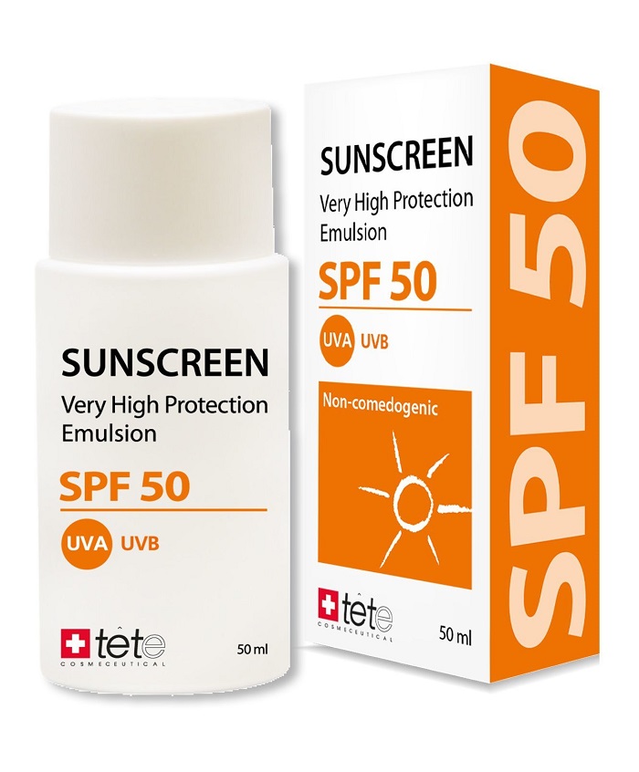 Солнцезащитный флюид TETe Cosmeceutical Sunscreen Very High Protection Emulsion SPF50 биокомплекс детоксифицирующий с лимфодренажным действием tete cosmeceutical