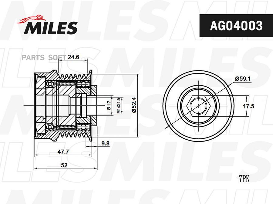 MILES Шкив генератора MILES AG04003 Lexus RX 300/350 03-  1шт