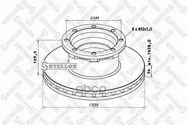 

85-00801-Sх_Диск Тормозной 330Х34Х130Mm Маn L2000/Мв STELLOX 8500801sx