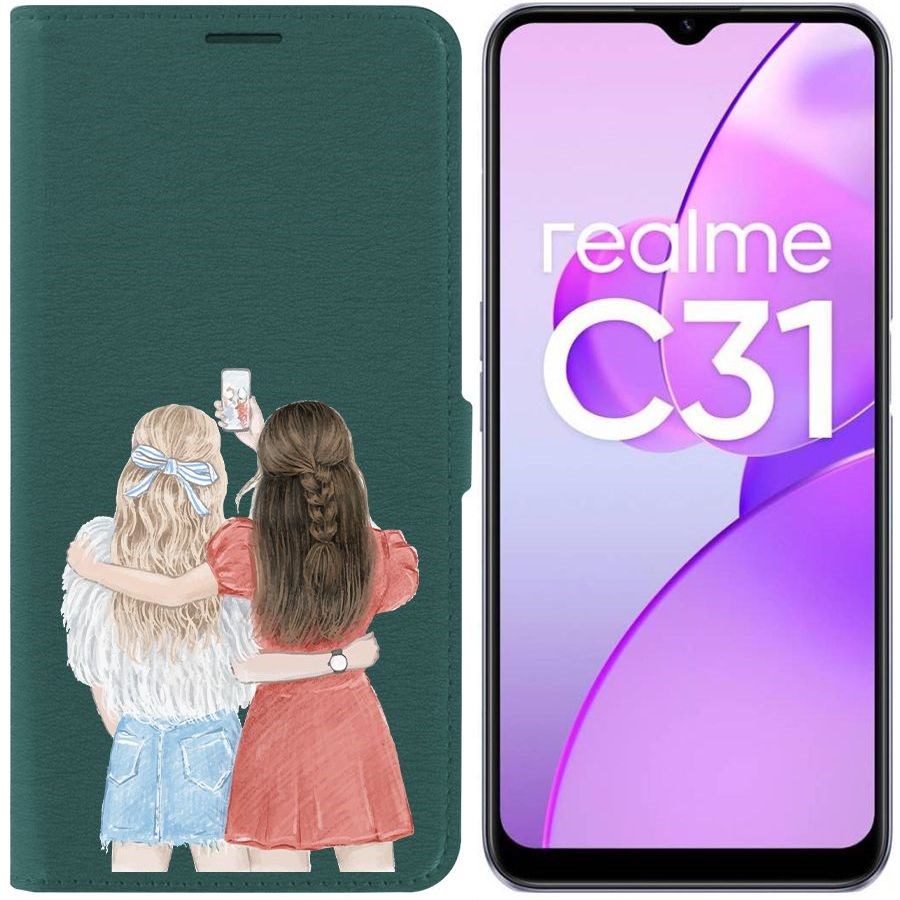 

Чехол-книжка Eco Book для Realme C31 Лучшие подруги, Зеленый