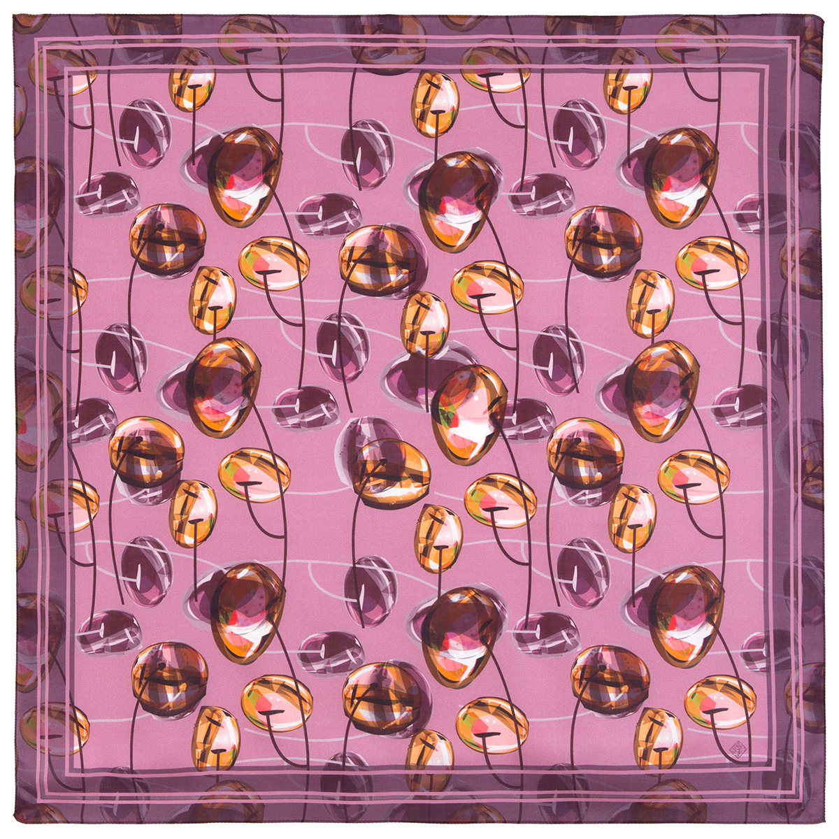 Платок женский Павловопосадский платок 11005 розовый/фиолетовый/оранжевый 80х80 см