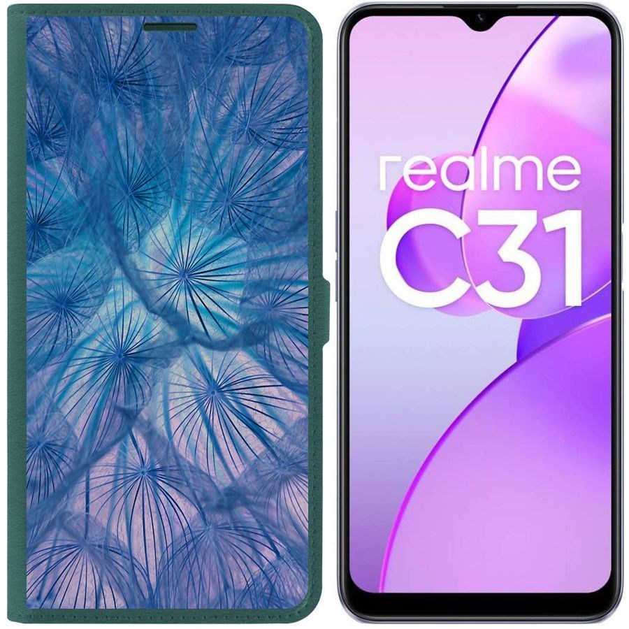 

Чехол-книжка Eco Book для Realme C31 Синий одуванчик, Зеленый