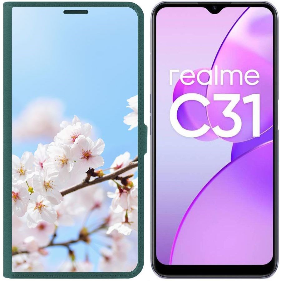 

Чехол-книжка Eco Book для Realme C31 Цветение, Зеленый