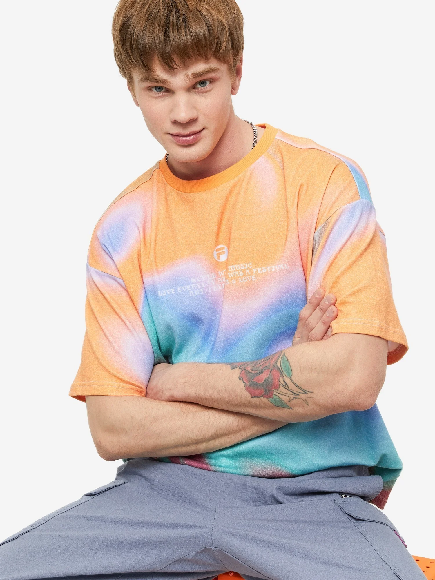 

Футболка мужская FILA S23MF003 разноцветная XL, Разноцветный, S23MF003
