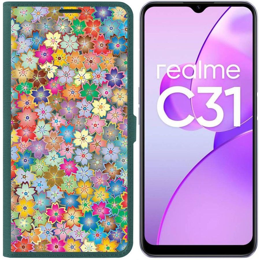 

Чехол-книжка Eco Book для Realme C31 Цветочный паттерн 4, Зеленый