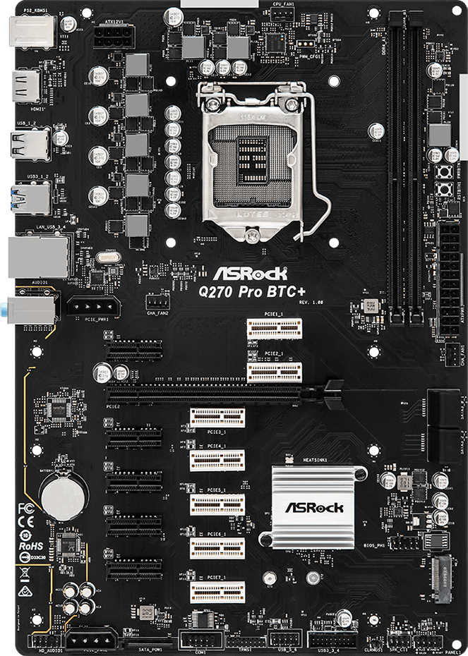 Материнская плата ASRock Q270 Pro BTC+