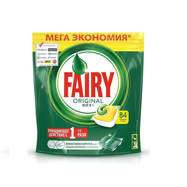 фото Средство для мытья посуды в пмм fairy all in 1 в капсулах лимон 84 шт бельгия