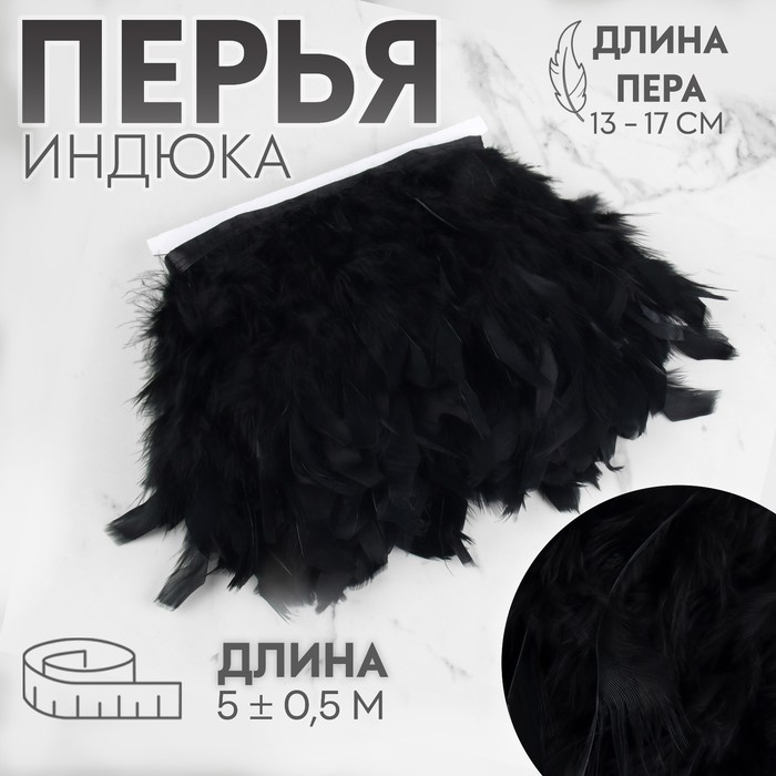 

Арт Узор Тесьма с перьями индюка, 13-17 см, 5 ± 0,5 м, цвет черный