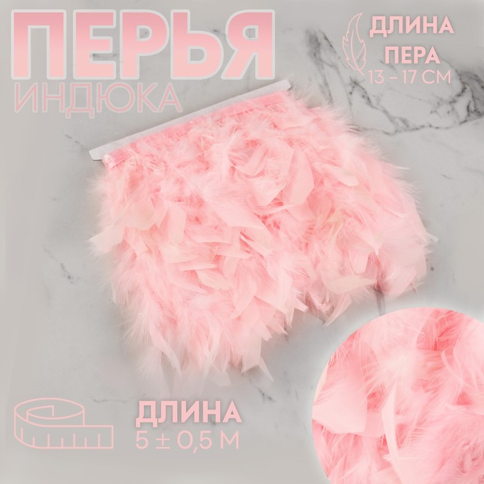 

Арт Узор Тесьма с перьями индюка, 13-17 см, 5 ± 0,5 м, цвет розовый