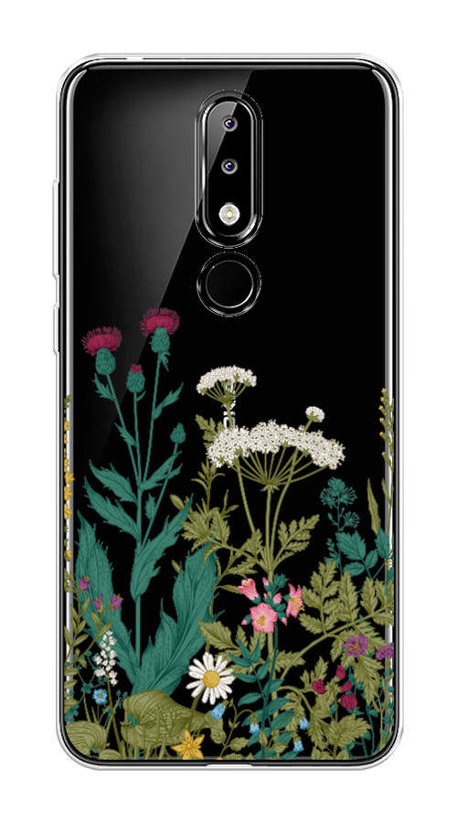 

Чехол на Nokia 5.1 Plus (X5) "Дикие полевые цветы", Зеленый;розовый;белый, 121950-2