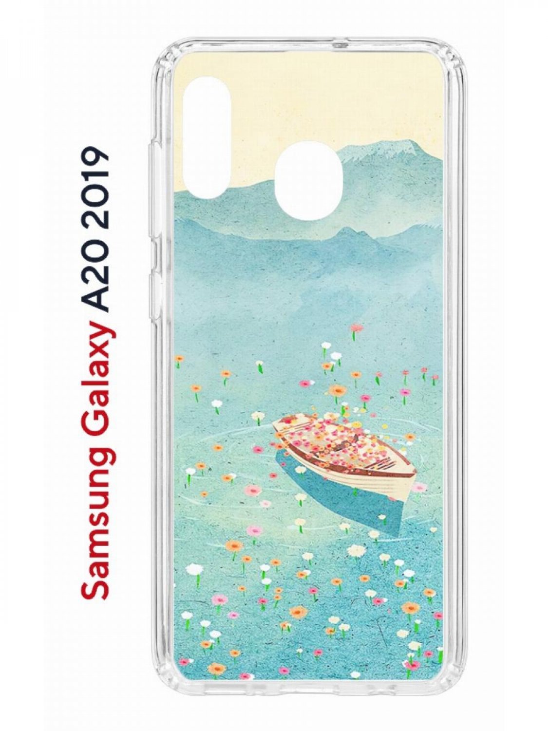 

Чехол на Samsung A20/A30 2019 с принтом Kruche Print озеро цветов, противоударный бампер, Прозрачный;голубой;бежевый;розовый, Самсунг Галакси А20, А30