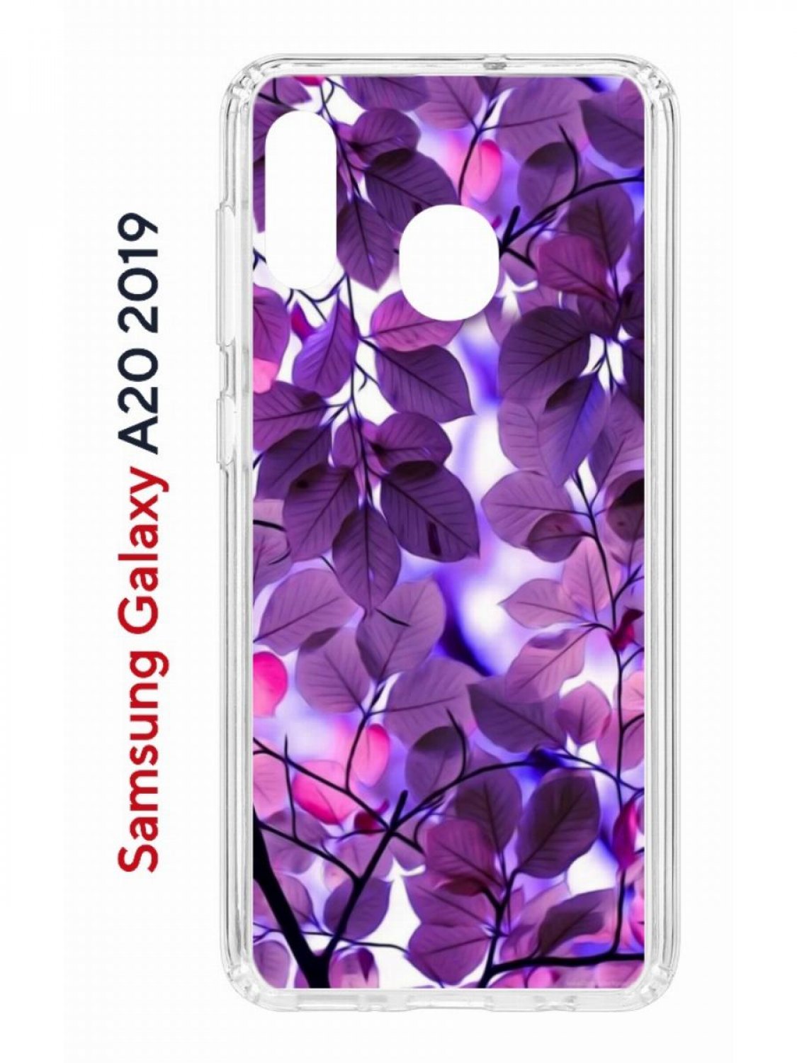 фото Чехол на samsung a20/a30 2019 с принтом kruche print purple leaves, противоударный бампер кruче