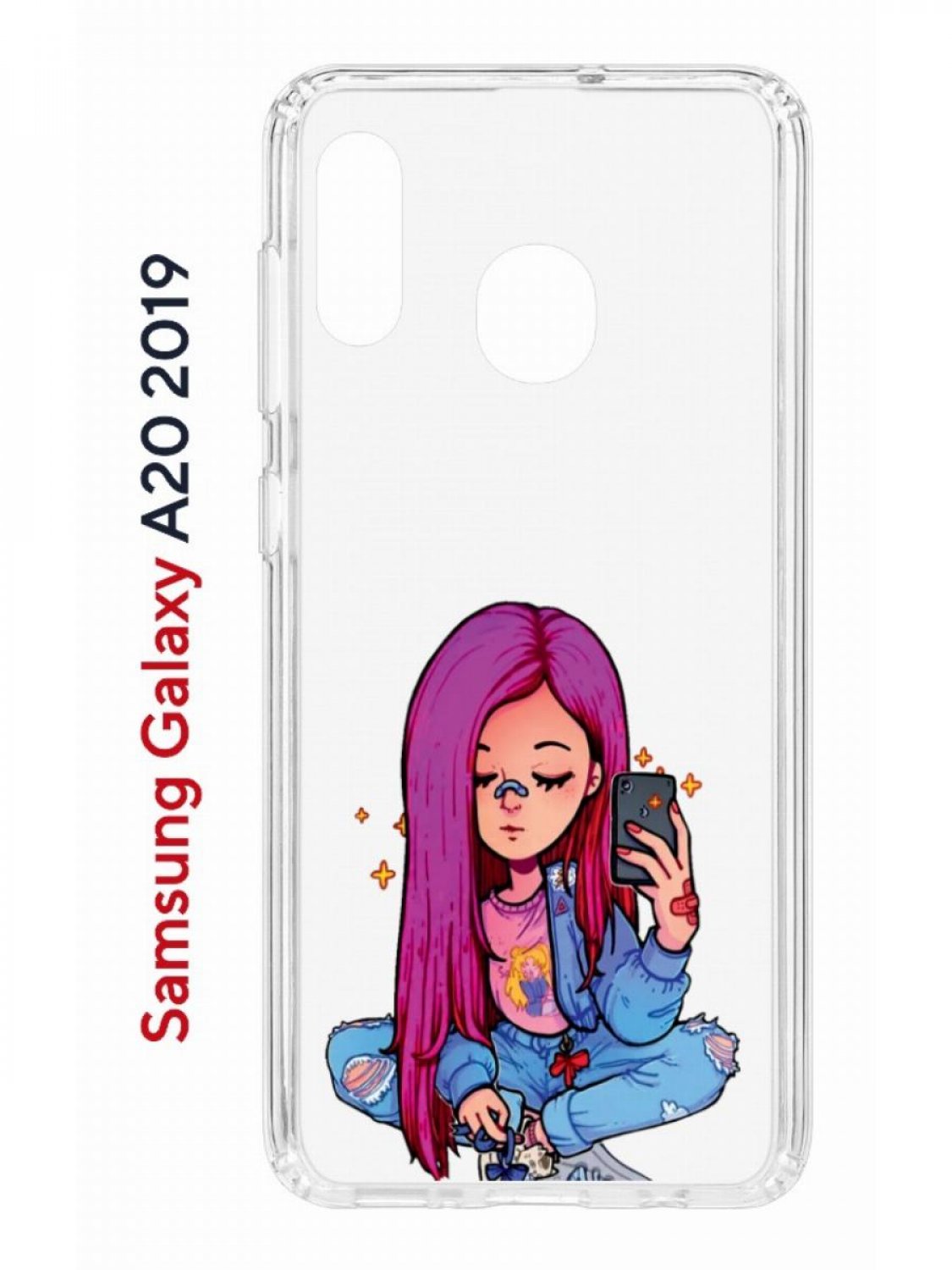 Чехол на Samsung A20/A30 2019 с принтом Kruche Print Pink Hair, противоударный бампер