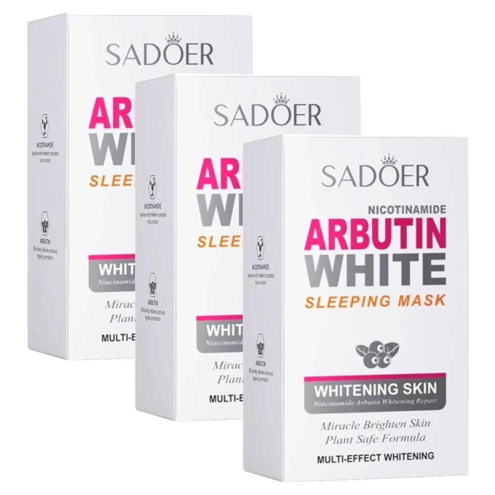 Маска для лица Sadoer Осветляющая ночная с арбутином и никотинамидом 3уп альгинатная лифтинг маска сияние с арбутином и биокомплексом вайтерис 4503237k 1200 г
