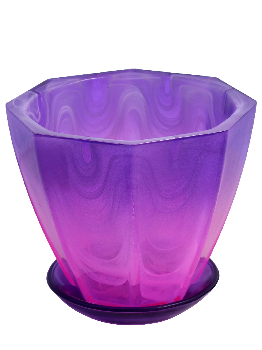 

Цветочный горшок NiNaGlass Грани №2 4840156863_ фиолетовый, Грани №2