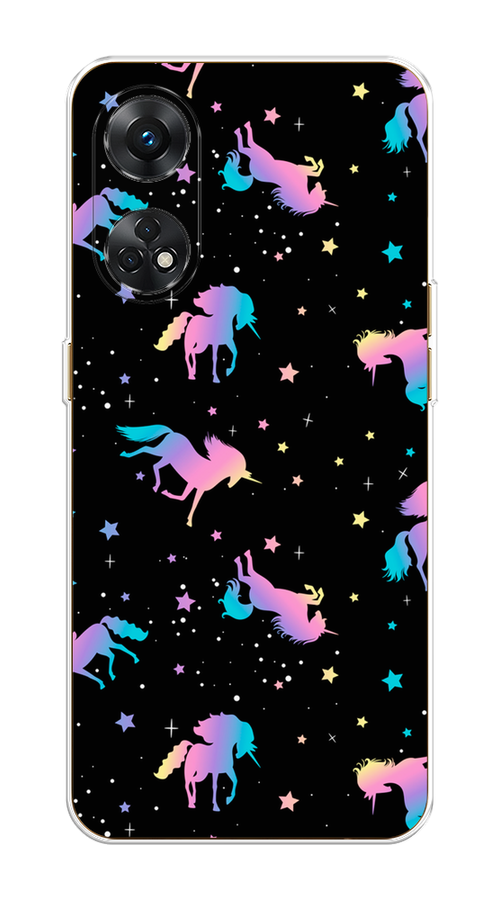 

Чехол на Oppo Reno 8T 4G "Единороги градиент", Черный;розовый;голубой, 2513250-1