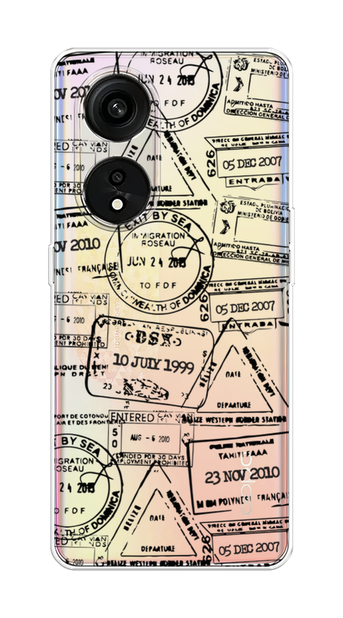 

Чехол на Oppo Reno 8T 5G "Visa stamps 2", Белый;черный;серый, 2513150-2