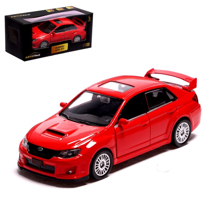 фото Автоград металлическая subaru wrx sti, 1:32, открываются двери, красный 554009