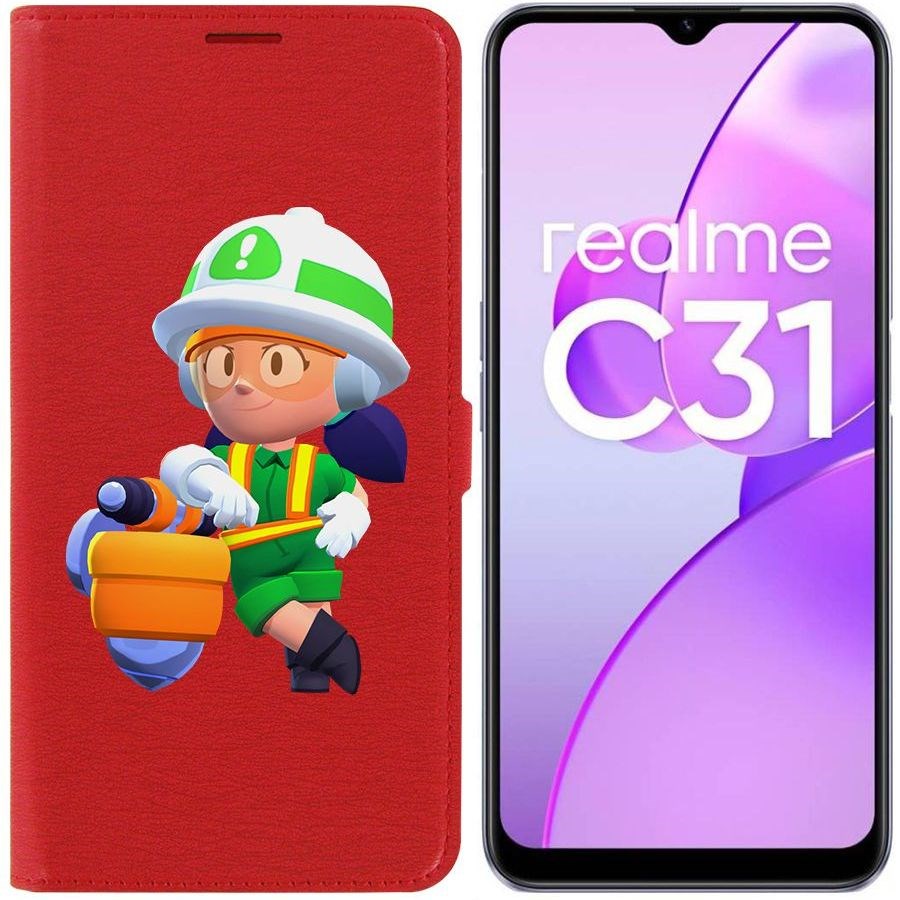 

Чехол-книжка Eco Book для Realme C31 Brawl Stars-Строительница Джеки