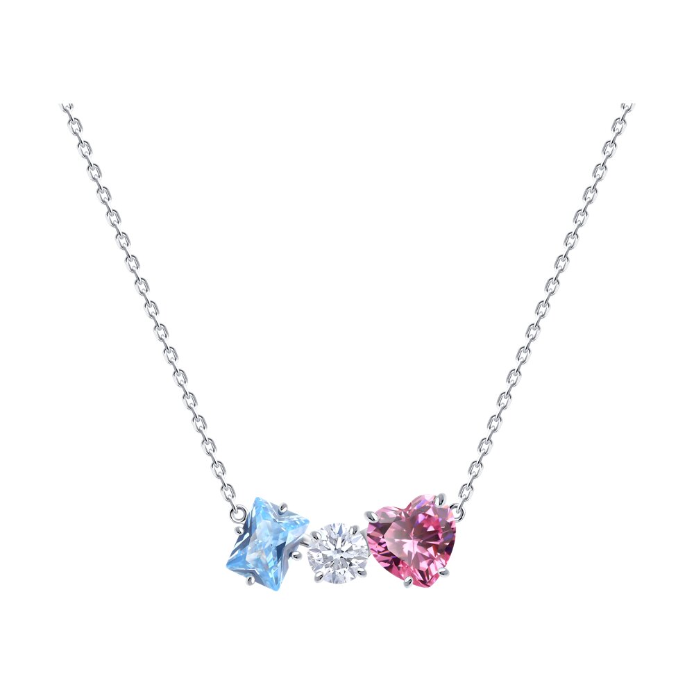 

Колье из серебра 38-42 см SOKOLOV 94071096, фианит, 94071096