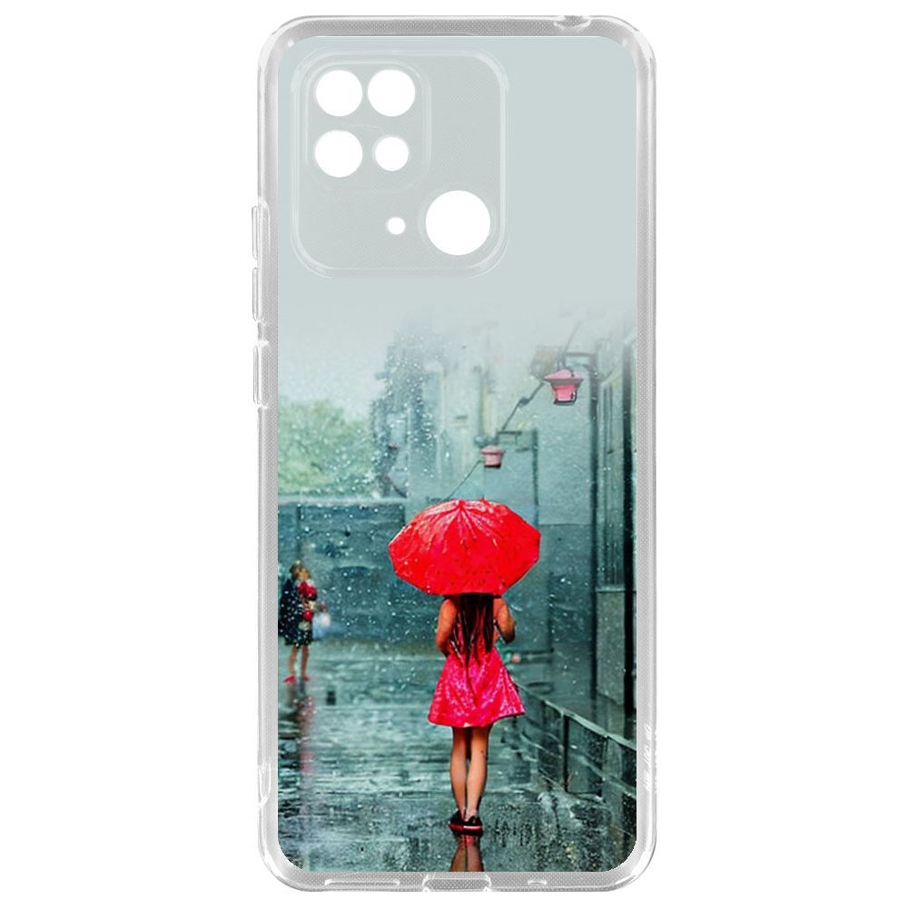 

Чехол-накладка Krutoff Clear Case Красный зонтик для Xiaomi Redmi 10C, Прозрачный
