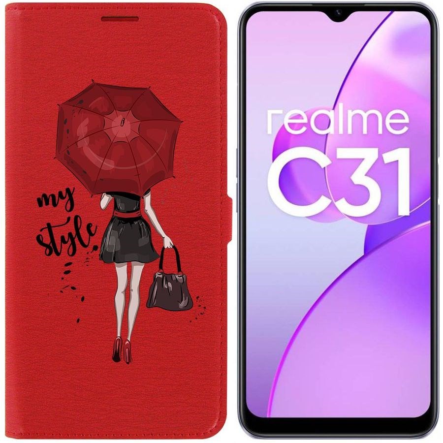 

Чехол-книжка Eco Book для Realme C31 Мой стиль, Красный