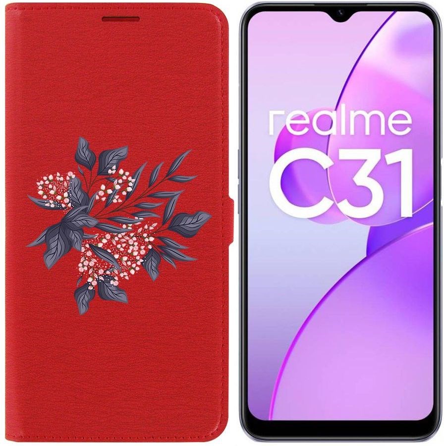 Чехол-книжка Eco Book для Realme C31 Розовые бутоны