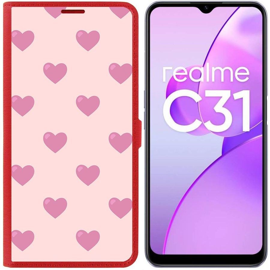 

Чехол-книжка Eco Book для Realme C31 Пурпурные сердца