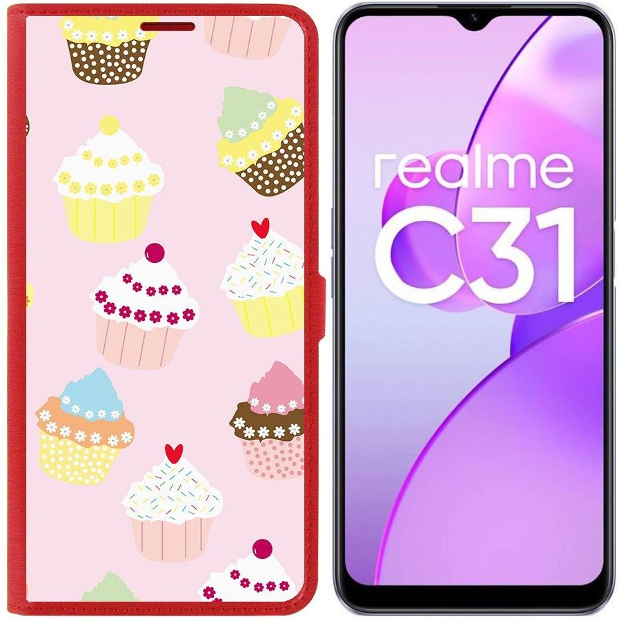 

Чехол-книжка Eco Book для Realme C31 Пироженки